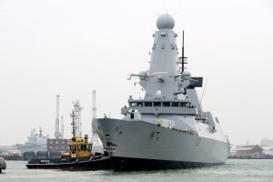 HMS DUNCAN STEAMING INTO PORTSMOUTH FOR THE FIRST TIME