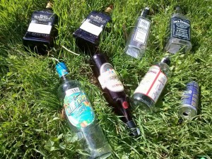 Botellas tiradas en el Parque este domingo