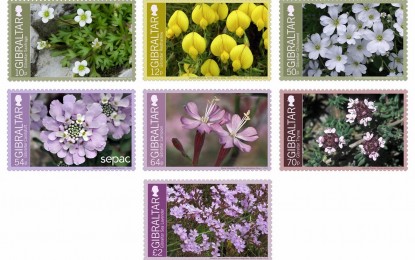 Serie de sellos con flores endémicas de Gibraltar
