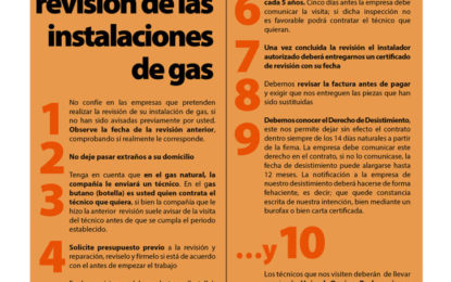 Consumo inicia una campaña preventiva sobre revisión de instalaciones de gas con 1.500 folletos