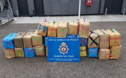La Policía Real de Gibraltar evita una operación de contrabando e intercepta un importante alijo de cannabis