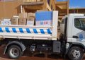Esta mañana se ha iniciado el traslado de material humanitario de ayuda a Ucrania con la colaboración de camiones municipales