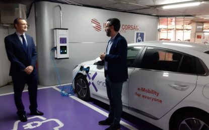 Presentado un nuevo servicio de carga eléctrica de vehículos en los aparcamientos subterráneos Centro y Constitución-Frontera