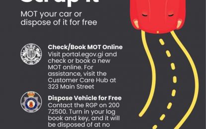 El Gobierno de Gibraltar, renueva la Campaña de Limpieza de Vehículos Abandonados para liberar aparcamientos y mejorar la seguridad ciudadana