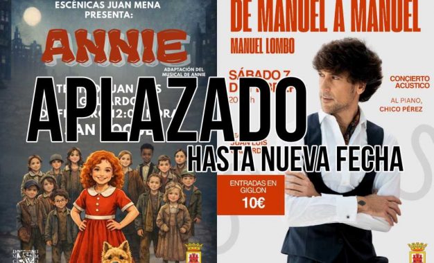 Debido al mal tiempo, se aplazan el concierto de Manuel Lombo y el musical “Annie”