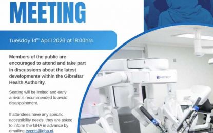 La Ministra Arias-Vásquez presidirá la Reunión Pública de la Autoridad Sanitaria de Gibraltar (GHA) el 14 de abril de 2026