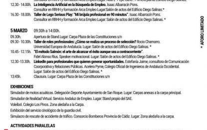 Miércoles y jueves, el III Salón de Formación y Empleo de San Roque