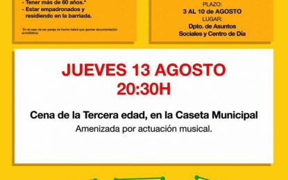 La inscripción a la Cena de Mayores de la Feria Real, del 3 al 10 de agosto