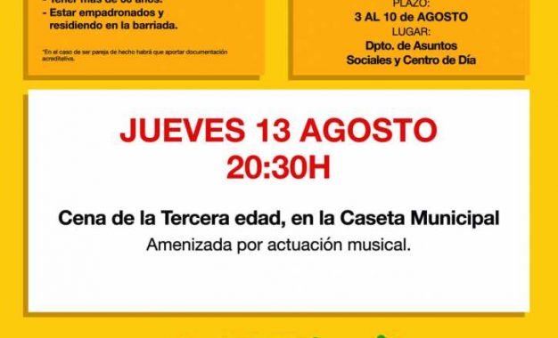 La inscripción a la Cena de Mayores de la Feria Real, del 3 al 10 de agosto