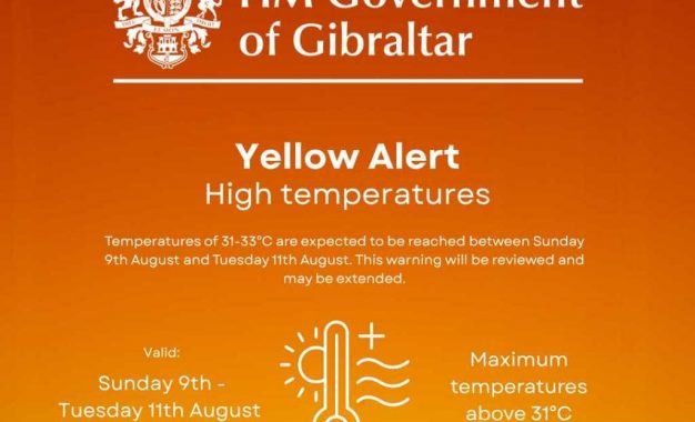 Alerta amarilla por altas temperaturas: ¡Manténgase alerta! (31 °C o más)  Del domingo 9 al martes 11 de agosto, todo el día