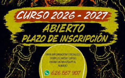 Abierto el plazo de inscripción para el nuevo curso de tenis y pádel